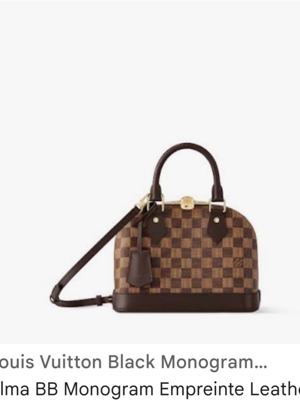 Louis Vuitton Brown Damier Alma BB Satchel with Dark Brown Trim